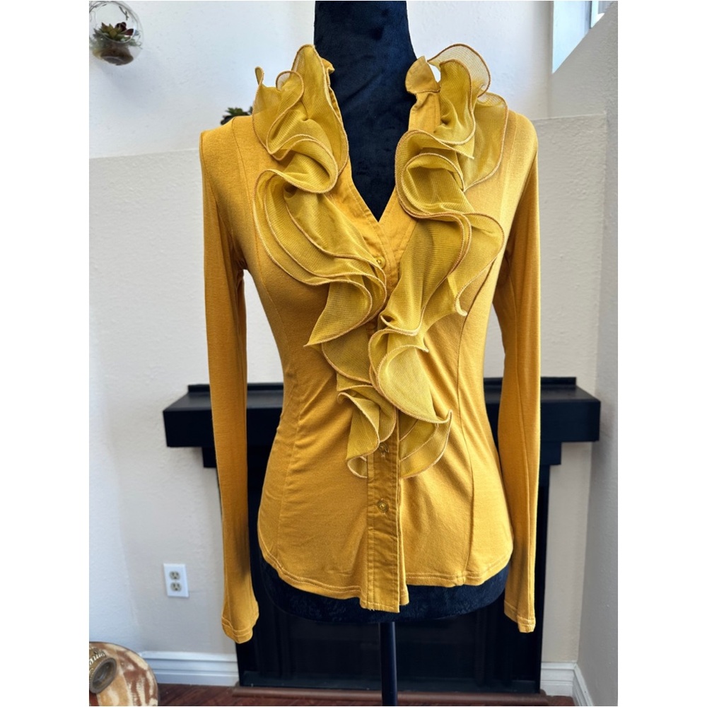 Elegant Yellow Ruffle Blouse